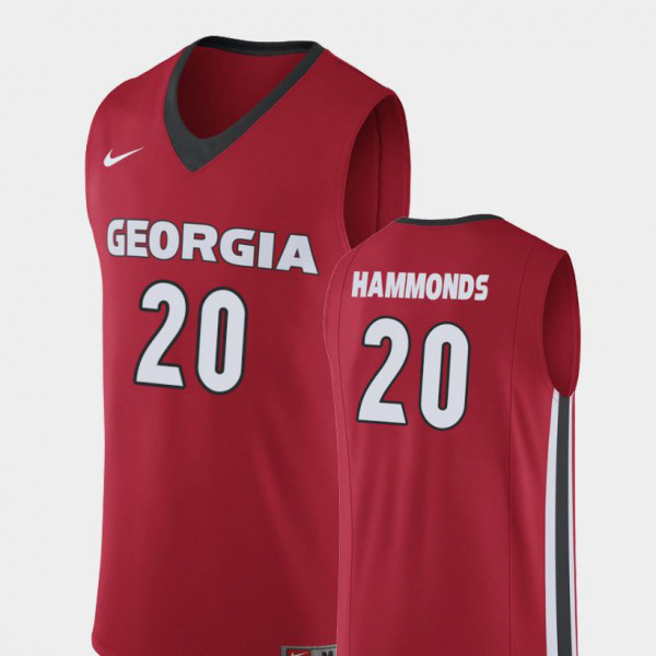 Men's #20 Rayshaun Hammonds Georgia Bulldogs College Basketball Replica For Jersey - Red